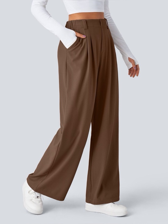 HALARA Pants - Halara Waffle High-Waisted Wide Leg Pants - Brown